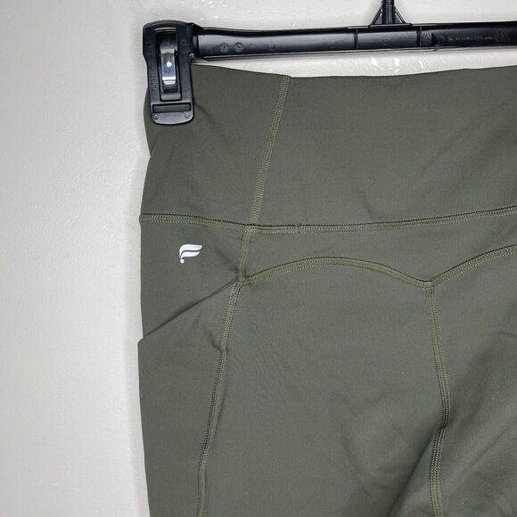 FABLETICS Womens Solid Olive Green PureLuxe Crop Leggings Pockets Logo Sz XS - Picture 7 of 7